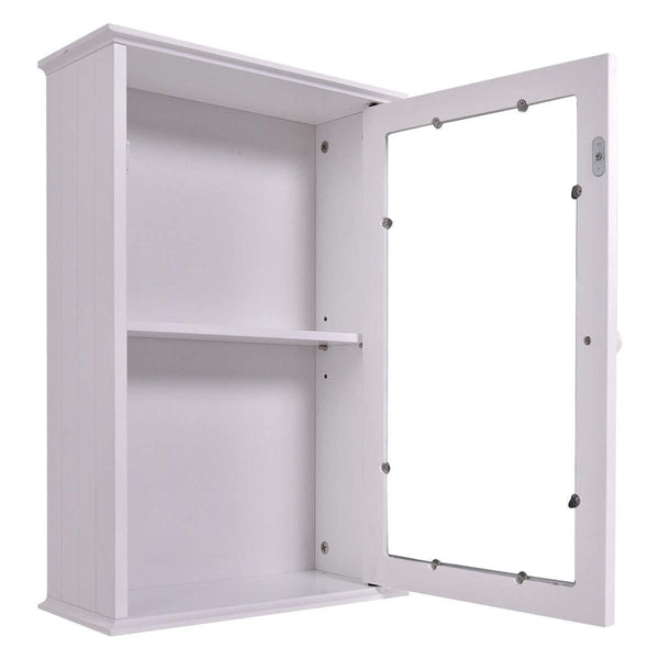 USA_BEST_SELLER Bathroom Wall Cabinet with Single Mirror Door Wall Mount Bathroom Storage Organizer