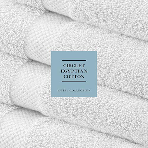 Luxury White Bath Towels Large - Circlet Egyptian Cotton | Highly Absorbent Hotel spa Collection Bathroom Towel | 27x54 Inch | Set of 4