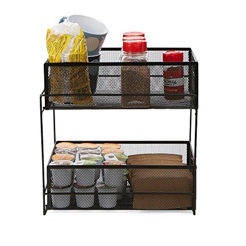 Mind Reader 2 Tier Metal Mesh Storage Baskets Organizer, Home, Office, Kitchen, Bathroom, Silver