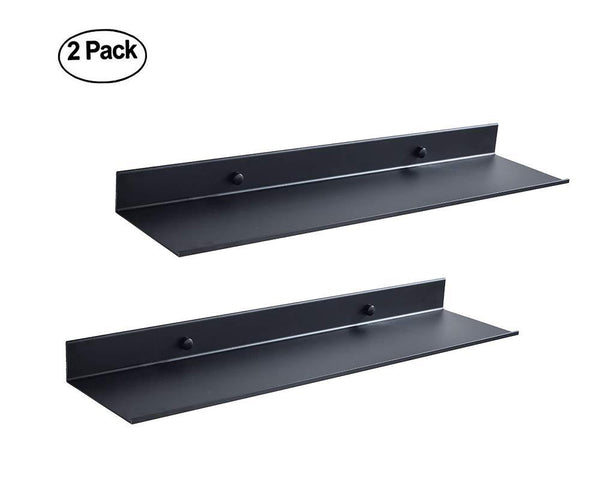 ZMETNAL Bathroom Shelf, Floating Shelves,Picture Ledge Diaplay Wall Shelf, Aluminum, Wall Mounted, Matte Black,16 inch, 2 Pack