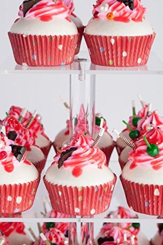 YestBuy 4 Tier Maypole Square Wedding Party Tree Tower Acrylic Cupcake Display Stand (15.1 Inches)