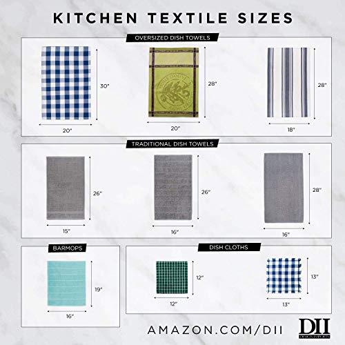 DII Cotton Terry Windowpane Dish Cloths, 12 x 12" Set of 6, Machine Washable and Ultra Absorbent Kitchen Dishcloth-Gray