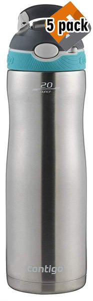 Contigo Stainless Steel Water Bottle | Vacuum-Insulated Water Bottle | AUTOSPOUT Ashland Chill Water Bottle, 20oz, Blue