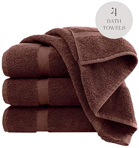 Luxury White Bath Towels Large - Circlet Egyptian Cotton | Highly Absorbent Hotel spa Collection Bathroom Towel | 27x54 Inch | Set of 4