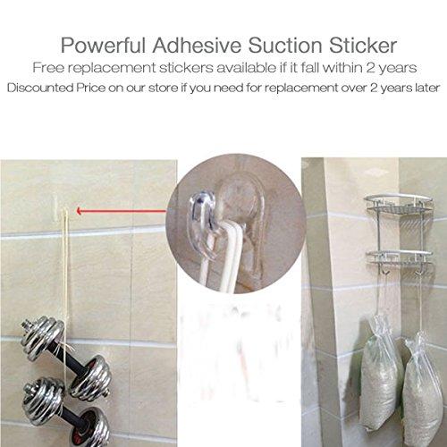 Lancher Bathroom Shelf (No Drilling) Durable Aluminum 2 Tiers Shower Shelf Kitchen Storage Basket Adhesive Suction Corner Shelves Shower Caddy