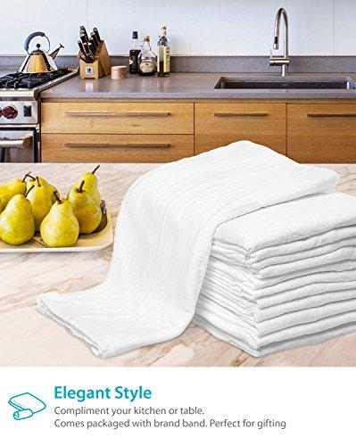 Zeppoli 12-Pack Flour Sack Towels - 31" x 31" Kitchen Towels - Absorbent White Dish Towels - 100% Ring Spun Cotton Bar Towels