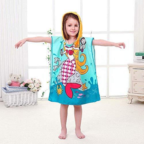 AYUQI Kids Poncho Towel for Bath Beach Swimming Hooded Towel, Kids Soft Cartoon Bathrobe Fast Drying Towel for Girls