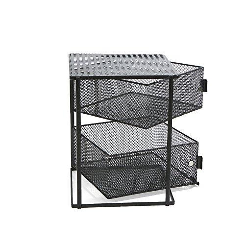 Mind Reader 2 Tier Metal Mesh Storage Baskets Organizer, Home, Office, Kitchen, Bathroom, Silver