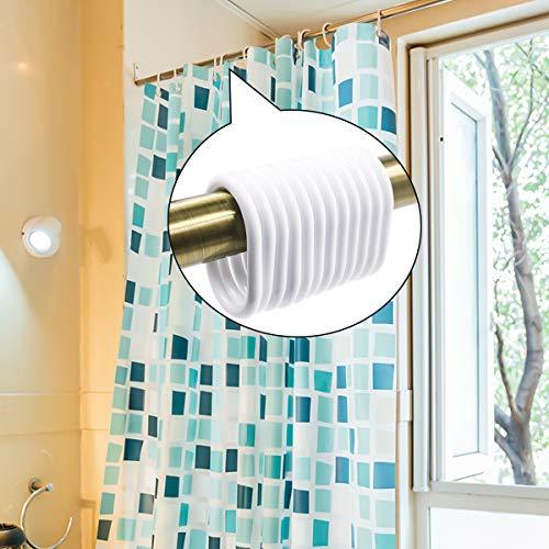 Qulable 24 Packs Shower Curtain Rings Plastic Curtain C Rings Hook Hanger Bath Drape Loop Clip Glide Bathroom Shower Window Rod (Clear)