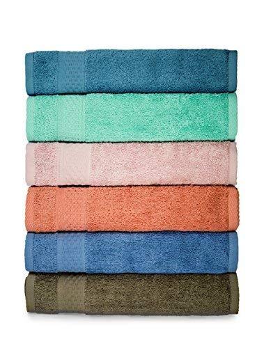 Cleanbear Face-Cloth Washcloths Set,100% Cotton, High Absorbent, 6-Pack 6 Colors, Size13 x13-deep Color