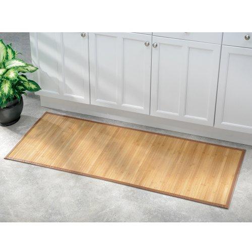 InterDesign Formbu Bamboo Floor Mat Non-Skid, Water-Resistant Runner Rug for Bathroom, Kitchen, Entryway, Hallway, Office, Mudroom, Vanity, 17" x 24", Natural Beige