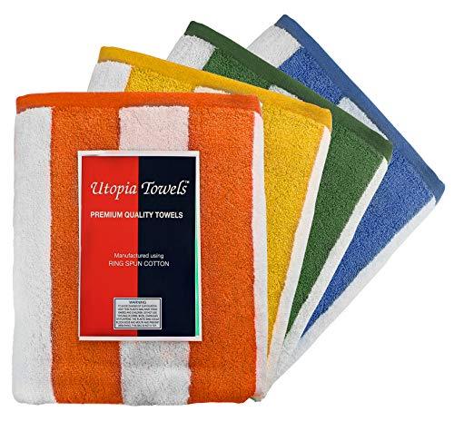 Utopia Towels Cabana Stripe Beach Towels (4 Pack, 30 x 60 Inches) - Large Pool Towels, Variety Pack