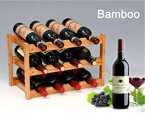 Riipoo 8-Bottle Wine Rack, 2-Tier Nature Bamboo Wine Display Rack, Free Standing and Countertop Stackable Wine Storage Shelf (8-Bottle)