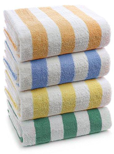 Large Turkish Beach Towel, Pool Towel with Cabana Stripe, Eco Friendly, 100% Turkish Cotton (Blue 4 Pack 30x60 inches) by Turkuoise Towel