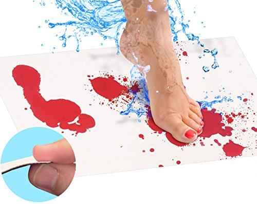 Bloody Bath Mat – Color Changing Sheet Turns Red When Wet – Make Your Own Bleeding Footprints That Disappear White – Sheet, for Shower/Bathroom – Regular Size 16x39in (420x1000mm)