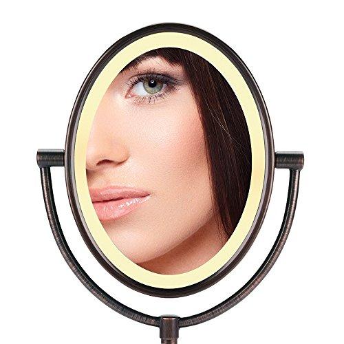 Conair Double-Sided Lighted Makeup Mirror - Lighted Vanity Mirror; 1x/7x magnification; Polished Chrome Finish