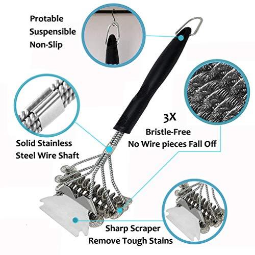 Cook Time Safe Grill Brush - Bristle Free BBQ Grill Cleaner/Scraper - 18'' Stainless Steel Grill Cleaning Scrubber,Great BBQ Accessories for Clean All Grill Grates