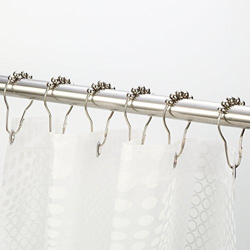 Amazer Shower Curtain Hooks Rings, Stainless Steel Shower Curtain Rings and Hooks for Bathroom Shower Rods Curtains-Set of 12-Polished Nickel