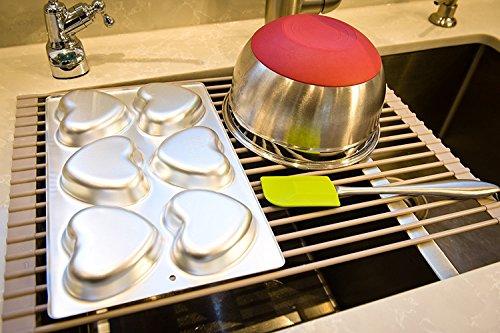 Surpahs Over the Sink Multipurpose Roll-Up Dish Drying Rack (Warm Gray, Large)