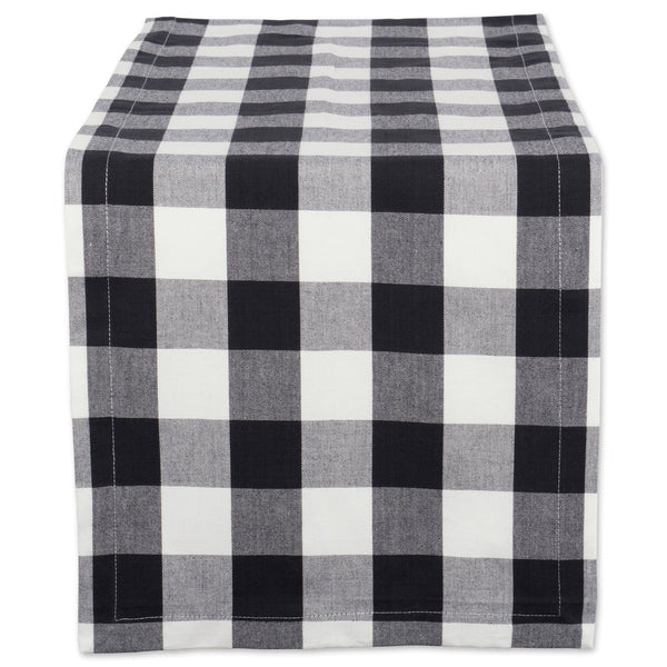 DII Cotton Buffalo Check Table Runner for Family Dinners or Gatherings, Indoor or Outdoor Parties, & Everyday Use (14x72",  Seats 4-6 People), Black & White