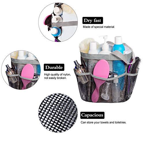 Attmu Mesh Shower Caddy, Quick Dry Shower Tote Bag Oxford Hanging Toiletry and Bath Organizer for Shampoo, Conditioner, Soap and Other Bathroom Accessories, Black, A-Black