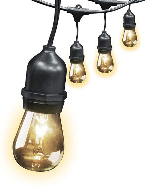 FEIT ELECTRIC 72041 30 Foot Heavy-duty Weather resistant Decorative indoor and outdoor 10 Sockets Incandescent String Lights, 30', 11W, Dimmable,Black