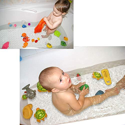 YINENN Bath Tub Shower Mat 40x16 Inch Non-Slip and Latex Free,Bathtub Mat with Suction Cups,Machine Washable Eco-Friendly Bath Mat (Clear)