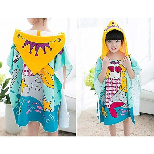 AYUQI Kids Poncho Towel for Bath Beach Swimming Hooded Towel, Kids Soft Cartoon Bathrobe Fast Drying Towel for Girls