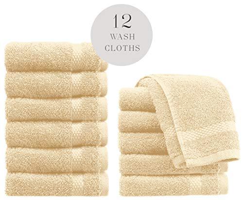 WhiteClassic Luxury Washcloths for Bathroom-Hotel-Spa-Kitchen - Circlet Egyptian Cotton - Highly Absorbent Hotel Quality Face Towels - Bulk Set of 12 - White