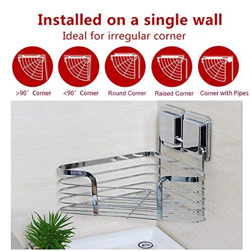 VIAV Bathroom Shelf Organizer Storage Adhesive Shower Caddy Basket Stainless Steel No Drilling No Rusting (Style A)