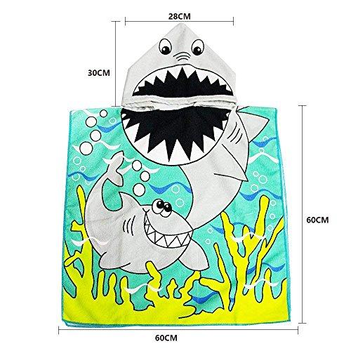 AYUQI Kids Hooded Towel for Bath, Swimming, Beach Holiday Soft, Cotton Lightweight Boys Towel Blue (Shark Pattern)