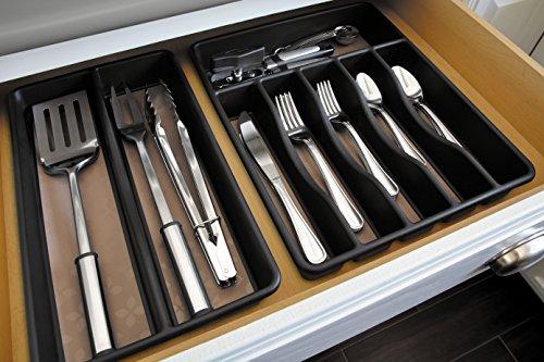 Rubbermaid No-Slip Large, Silverware Tray Organizer, Black with Gray 1994536