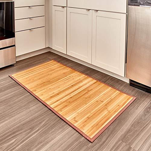 InterDesign Formbu Bamboo Floor Mat Non-Skid, Water-Resistant Runner Rug for Bathroom, Kitchen, Entryway, Hallway, Office, Mudroom, Vanity, 17" x 24", Natural Beige