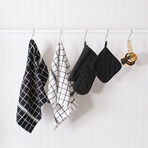 DII Cotton Terry Windowpane Dish Cloths, 12 x 12" Set of 6, Machine Washable and Ultra Absorbent Kitchen Dishcloth-Gray