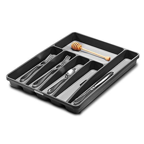 madesmart Classic Large Silverware Tray - White | CLASSIC COLLECTION | 6-Compartments |  Soft-grip Lining and Non-slip Feet |BPA-Free