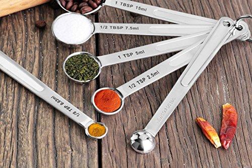 New Star Foodservice 42917 Stainless Steel Measuring Spoons and Cups Combo, Set of 8, Silver