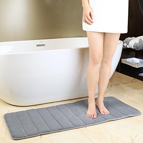 KMAT 47" x 17" Long Anti-Fatigue Memory Foam Kitchen Mats Bathroom Rugs Extra Soft Non-Slip Water Resistant Rubber Back Anti-Slip Runner Area Rug for Kitchen and Bathroom Grey