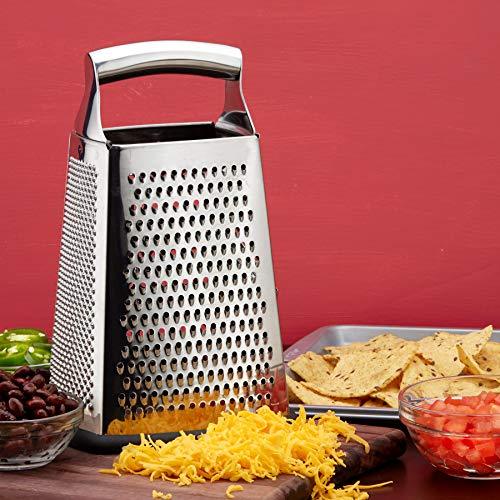 Spring Chef Box Grater, 4-Sided Stainless Steel Large 10-inch Grater for Parmesan Cheese, Ginger, Vegetables