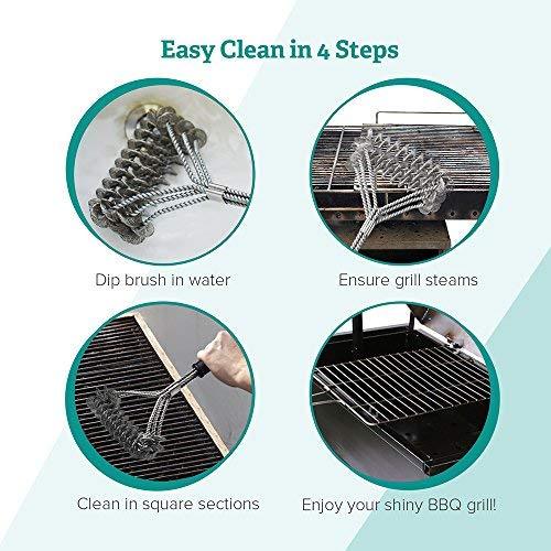 Sable Grill Brush Bristle Free - BBQ Grill Cleaning Brush and Scraper- Safe 18" Weber Grill Cleaning Kit for Stainless Steel, Ceramic, Iron, Gas & Porcelain Barbecue Grates