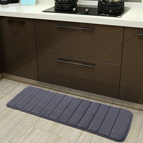 KMAT 47" x 17" Long Anti-Fatigue Memory Foam Kitchen Mats Bathroom Rugs Extra Soft Non-Slip Water Resistant Rubber Back Anti-Slip Runner Area Rug for Kitchen and Bathroom Grey