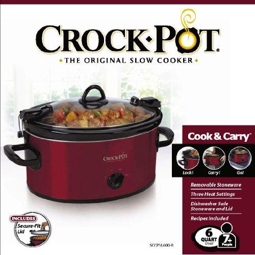 Crock-Pot Cook & Carry 6-Quart Oval Portable Manual Slow Cooker | Stainless Steel (SCCPVL600S)