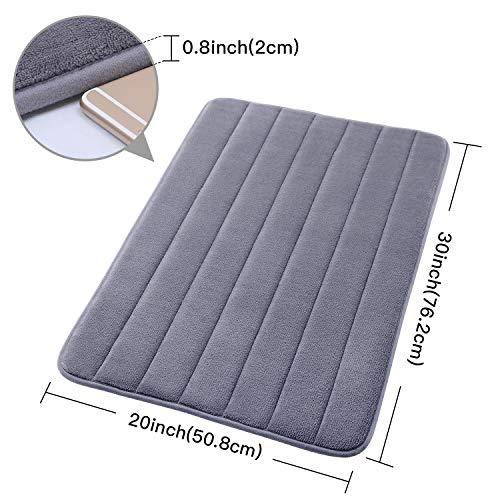 KMAT 47" x 17" Long Anti-Fatigue Memory Foam Kitchen Mats Bathroom Rugs Extra Soft Non-Slip Water Resistant Rubber Back Anti-Slip Runner Area Rug for Kitchen and Bathroom Grey