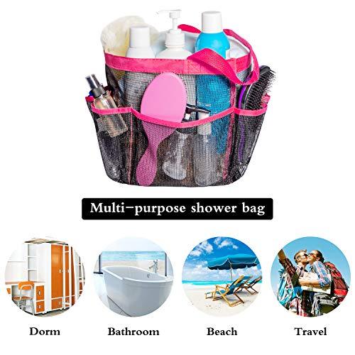 Attmu Mesh Shower Caddy, Quick Dry Shower Tote Bag Oxford Hanging Toiletry and Bath Organizer for Shampoo, Conditioner, Soap and Other Bathroom Accessories, Black, A-Black