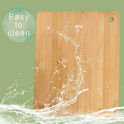 Bamboo Cutting And Serving Board Set of 3, Assorted Size Kitchen Chopping Board Set Small Medium & Large 8.7" x 6.3",12" x 8.7",14.9" x 12" by HTB