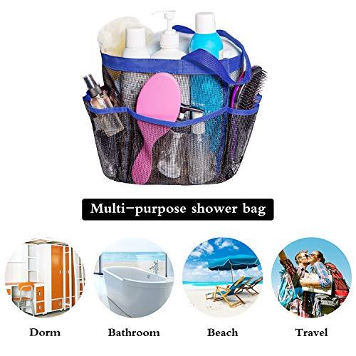 Attmu Mesh Shower Caddy, Quick Dry Shower Tote Bag Oxford Hanging Toiletry and Bath Organizer for Shampoo, Conditioner, Soap and Other Bathroom Accessories, Black, A-Black