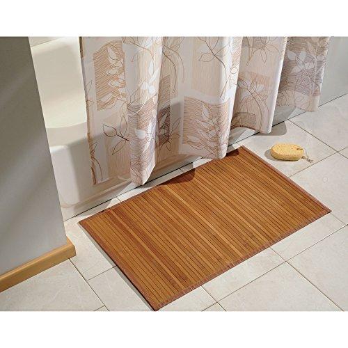 InterDesign Formbu Bamboo Floor Mat Non-Skid, Water-Resistant Runner Rug for Bathroom, Kitchen, Entryway, Hallway, Office, Mudroom, Vanity, 17" x 24", Natural Beige