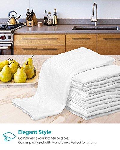 Zeppoli 12-Pack Flour Sack Towels - 31" x 31" Kitchen Towels - Absorbent White Dish Towels - 100% Ring Spun Cotton Bar Towels