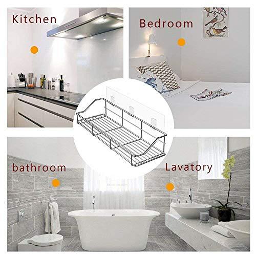 Adhesive Bathroom Shelf Organizer Shower Caddy Kitchen Storage Rack Wall Mounted No Drilling SUS304 Stainless Steel - 2 PACK