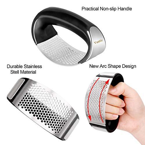 Vantic Garlic Press Rocker - Stainless Steel Garlic Mincer Crusher and Peeler (2019)