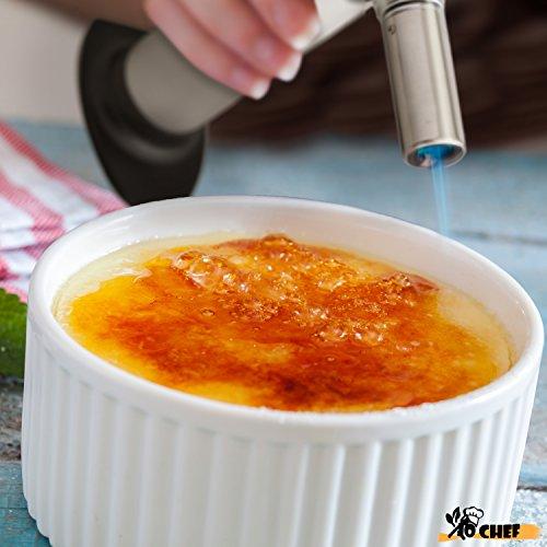 Jo Chef Kitchen Torch, Blow Torch - Refillable Butane Torch With Adjustable Flame - Culinary Torch, Creme Brûlée Torch For Cooking Food, Baking, BBQ & More + FREE Recipe eBook (With Fuel Gauge)